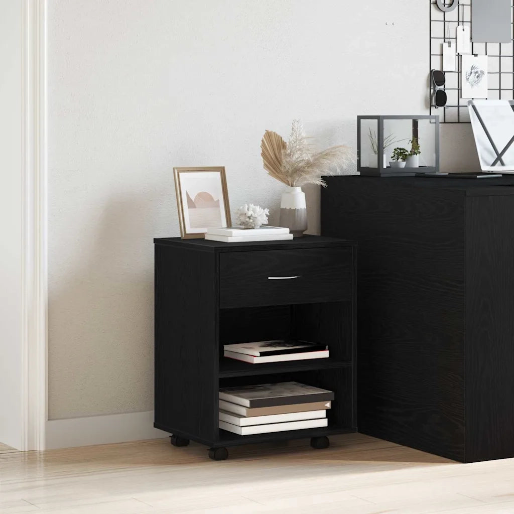 Armadio con ruota Rovere Nero 46 x 36 x 59 cm Legno multistrato 862673