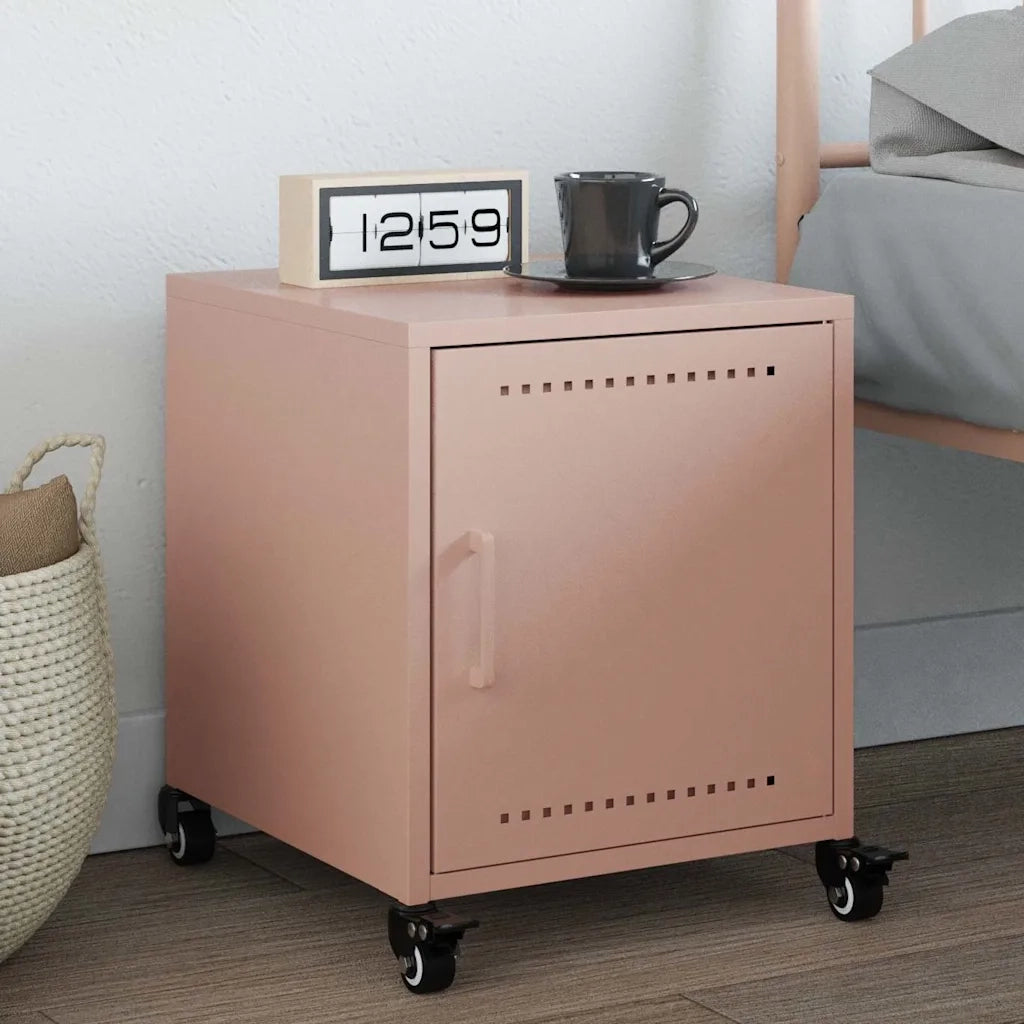Comodino | Armadio da Notte | Mobiletto da notte Rosa 36x38,5x43,5 cm in Acciaio