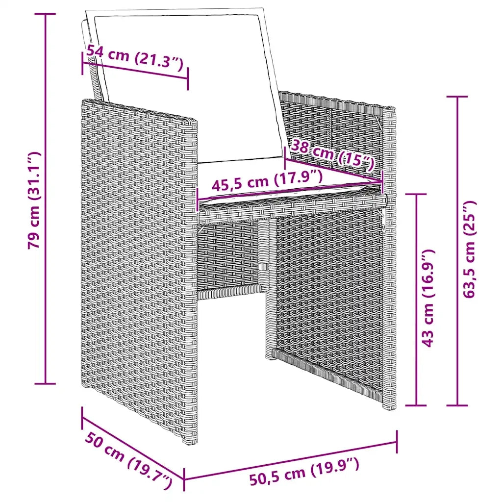 Set da Pranzo per Giardino 9 pcs Grigio chiaro polyrattan 3380612