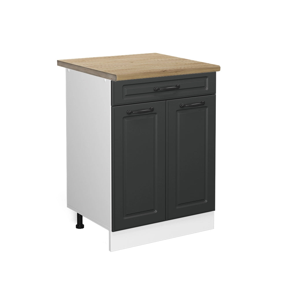 Vicco Mobiletto base per cucina Antracite casa di campagna 60 cm con cassetto, PL Rovere