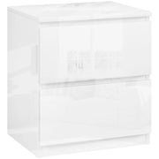 Comodino con 2 Cassetti ¨C zephmum ¨C Bianco Lucido 40x34x45 cm