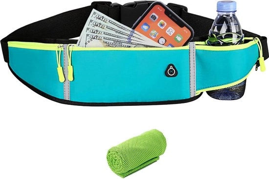 Fanny Pack Classico per Donne e Uomini - Cintura Sport per Corse con Supporto per Smartphone e Zipper - Cinturino con Tasca per Acqua per Jogging e Corsa