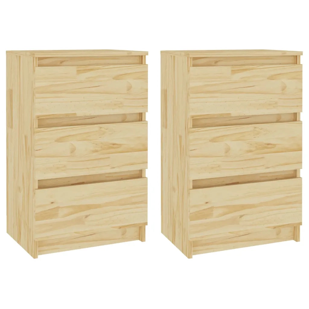 Comodini 2 pz-Set di 2 Tavolino da notte 40x29,5x64 cm in Legno Massello di Pino