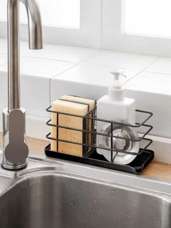 Afdriuipbak multifunzionale per vasca da bagno - organizzatore per vasca da bagno e contenitore per sapone - griglia regolabile da appendere - nero.