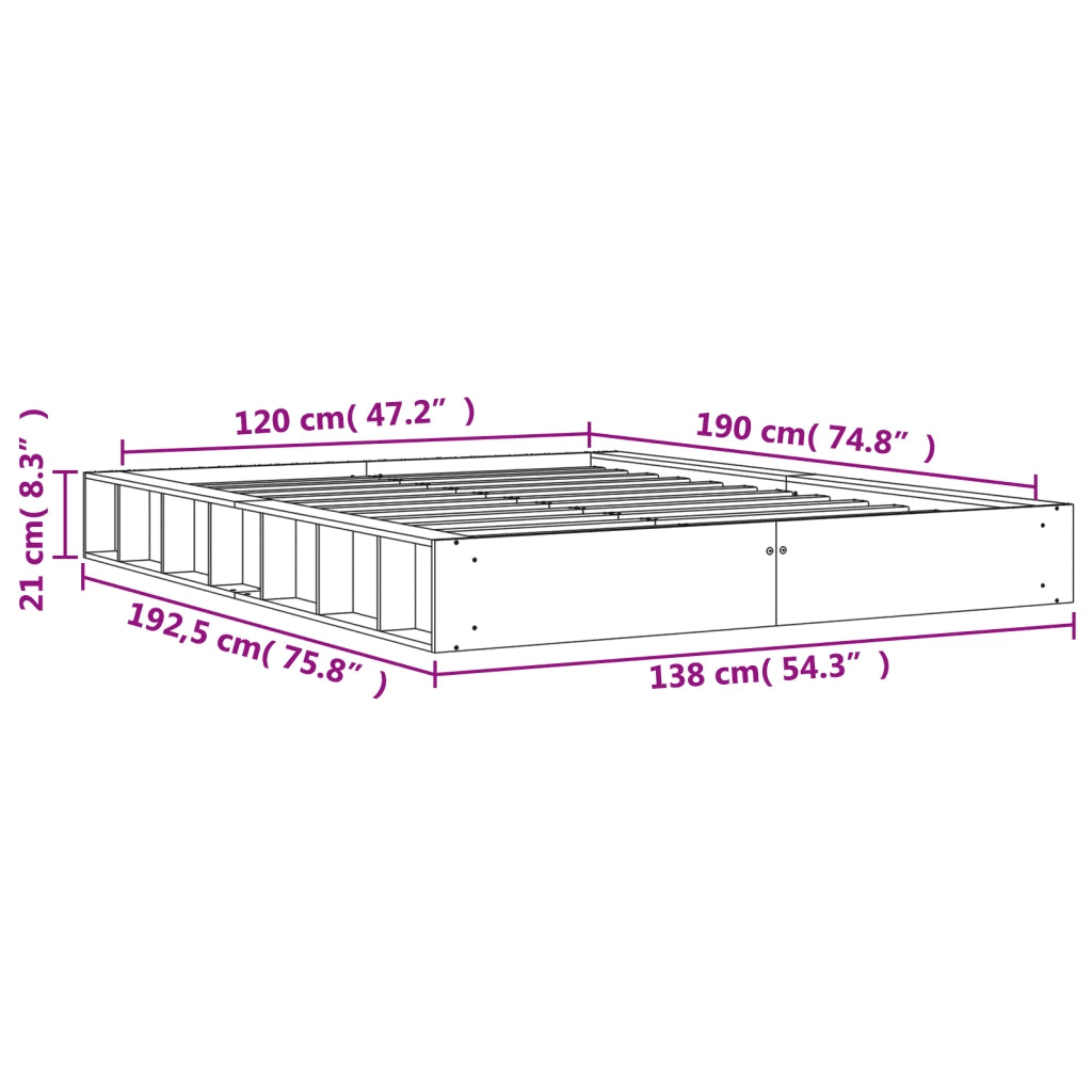 Letto matrimoniale | Letto per adulti | Letto senza Materasso Marrone Cera 120x190 cm in Legno di Pino