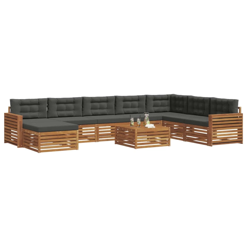 Set di divani da esterno con cuscino 9 pcs Naturale e Antracite