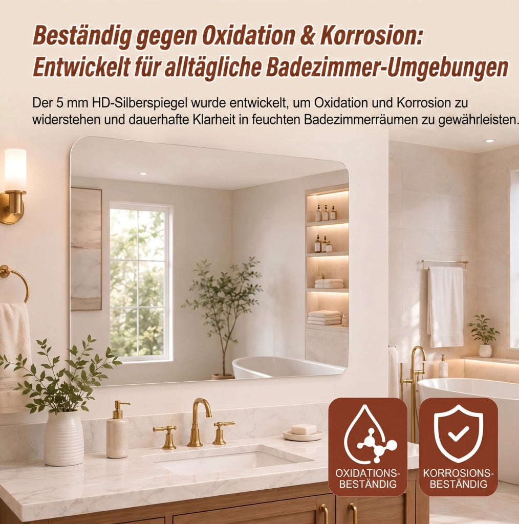 Specchio da bagno senza cornice 90 x 70 cm in vetro argentato