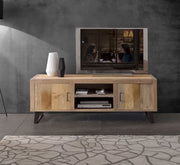 Porta tv 2 ante industrial in legno massello 160x50x55 - Mobili 2G