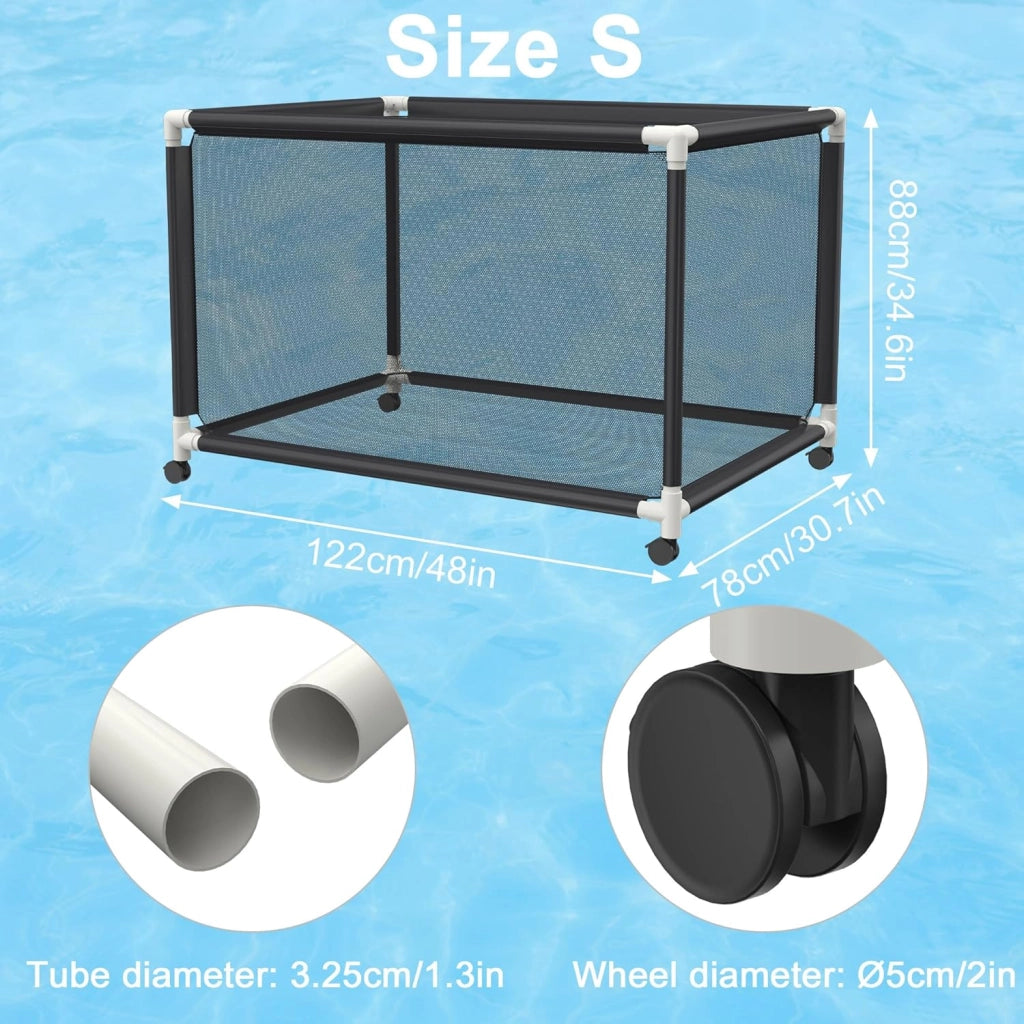 Carrello per palloni, 122 x 78 x 88 cm, con 4 rotoli, in rete di nylon per calcio, basket, pallavolo