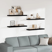 Scaffali a Parete 4 pz Nero Lucido 90x23,5x3,8 cm in MDF 323777