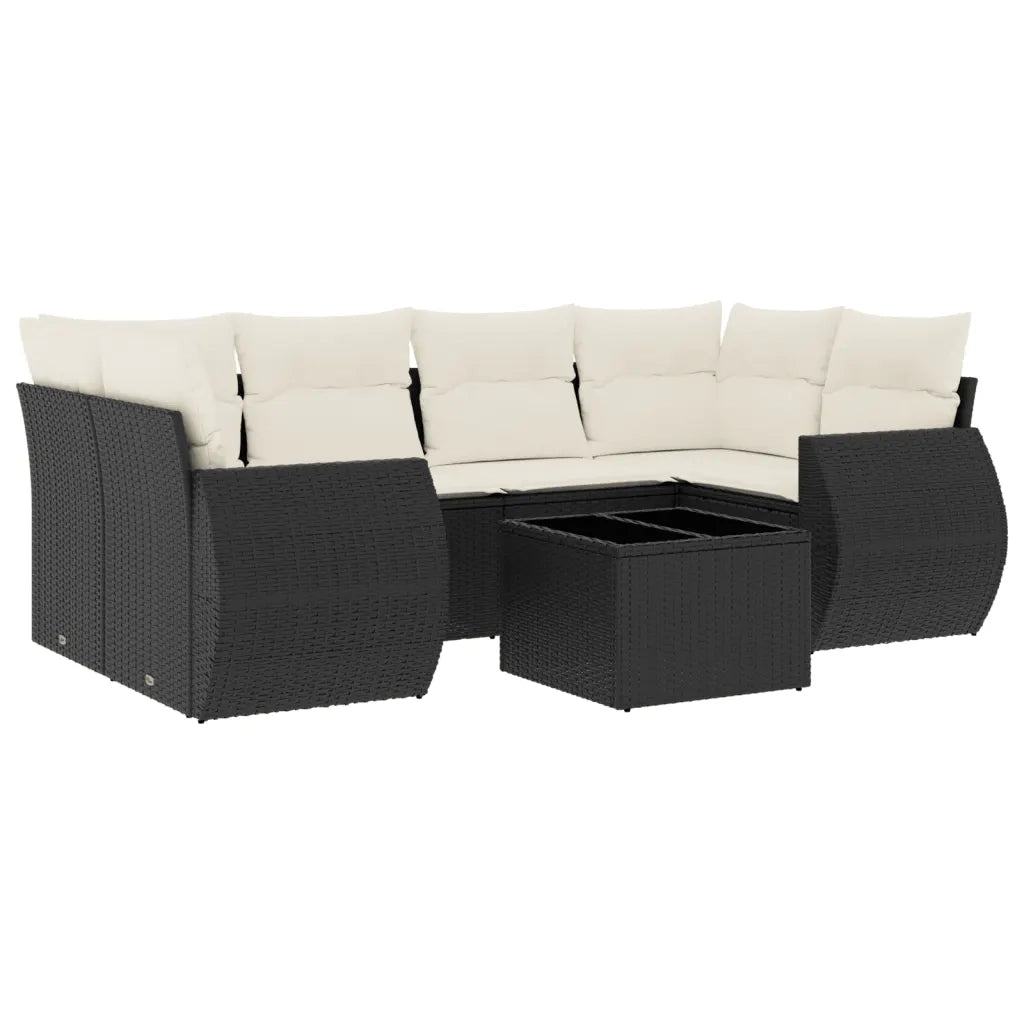 Set Divani da Giardino con Cuscini 7pz Nero Polyrattancod mxl 112789