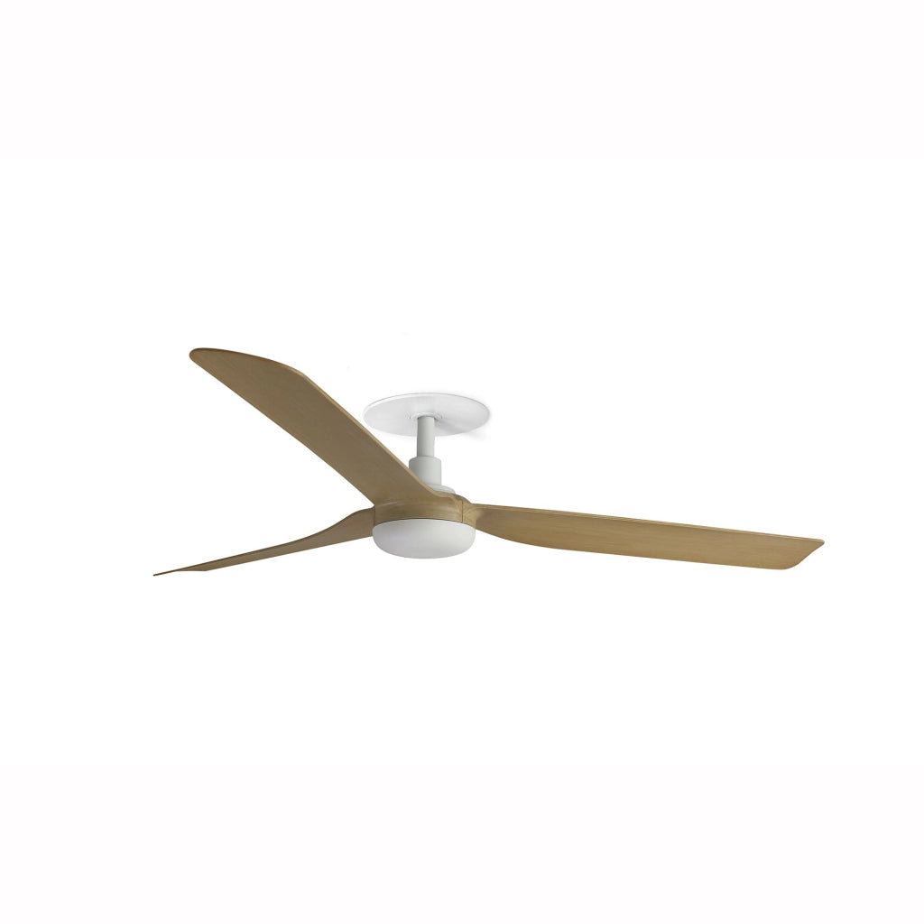FARO Ventilatore a soffitto in acciaio bianco opaco con pale in legno FARO-33816R