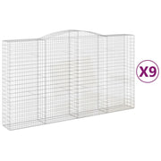 Set di 9 gabbioni ad arco per recinzioni a gabbia e muri di contenimento 400 x 50 x 220/240 cm ferro zincato argento 02_0041319