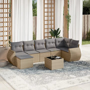 Set Divano da Giardino 8 pz con Cuscini Beige in Polyrattan