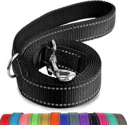 Manubrio Pieghevole con Riflessi Doppio Freno in Nylon per Addestramento e Camminata - 1,8m × 2,5cm Nero - Cani di Taglia Grande e Media