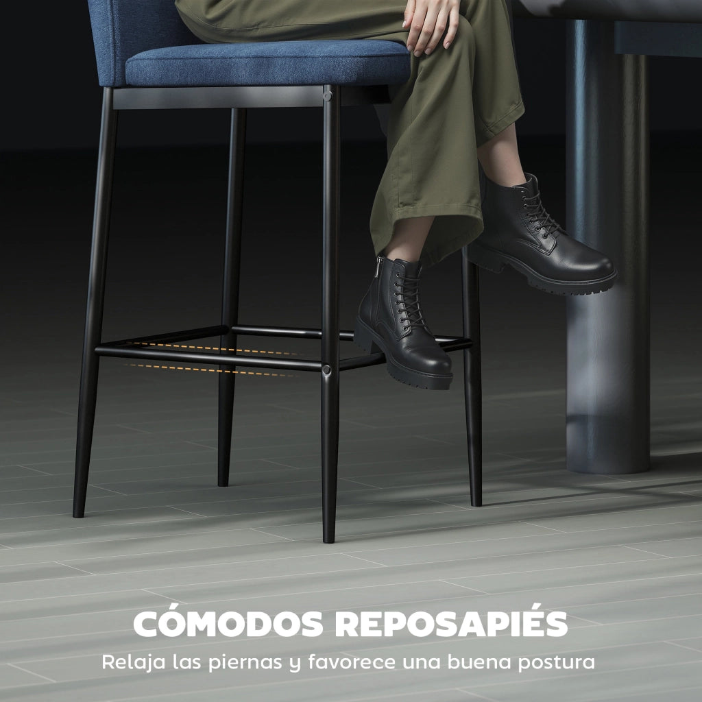 Set di 2 sgabelli alti con rivestimento in velluto e gambe in acciaio ¨C zephmum ¨C 41x52x97 cm blu