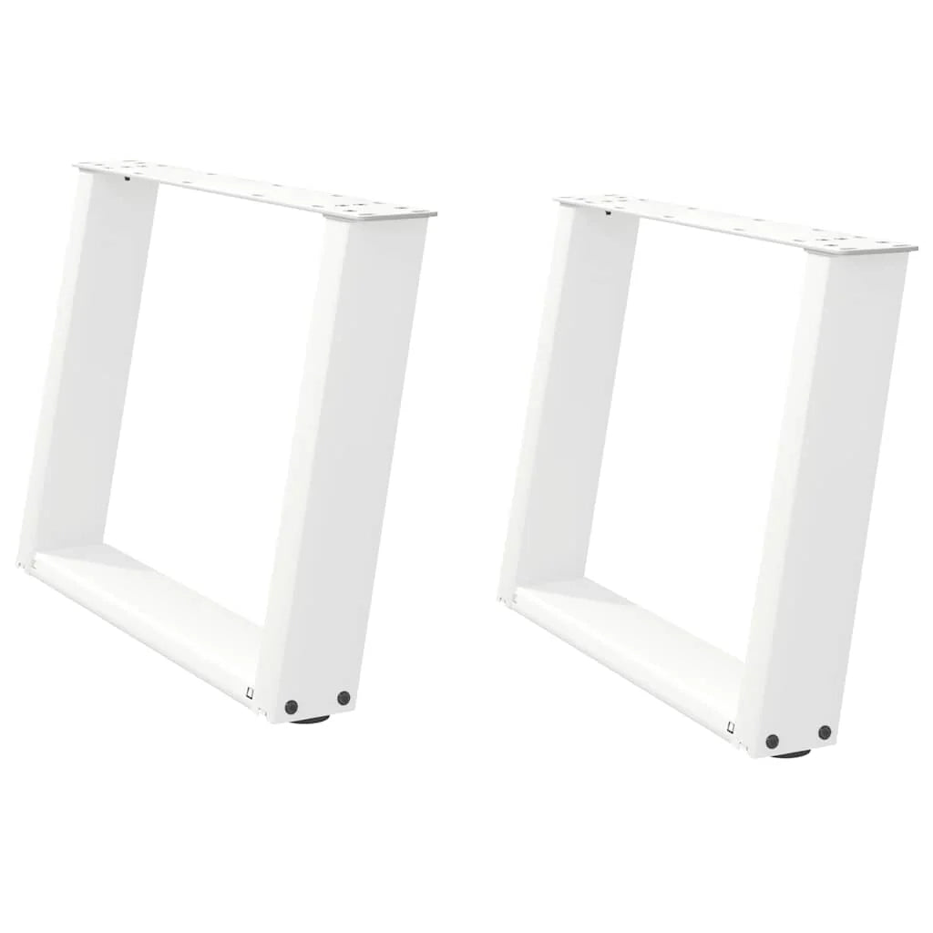 Set di 2 gambe per tavolino da caffè a forma di U dal design moderno 70 x 42-43 cm con piedini livellatori in acciaio bianco 02_0057057