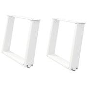 Set di 2 gambe per tavolino da caffè a forma di U dal design moderno 70 x 42-43 cm con piedini livellatori in acciaio bianco 02_0057057