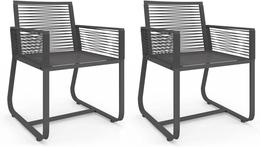 IDMarket - Set di 2 poltrone da giardino ODESSA in metallo e corda grigia