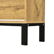 Mobile Scarpiera con 3 Ante a Ribalta e Vani Aperti; Stile Japandi; in MDF; 63×24×147 cm; Naturale