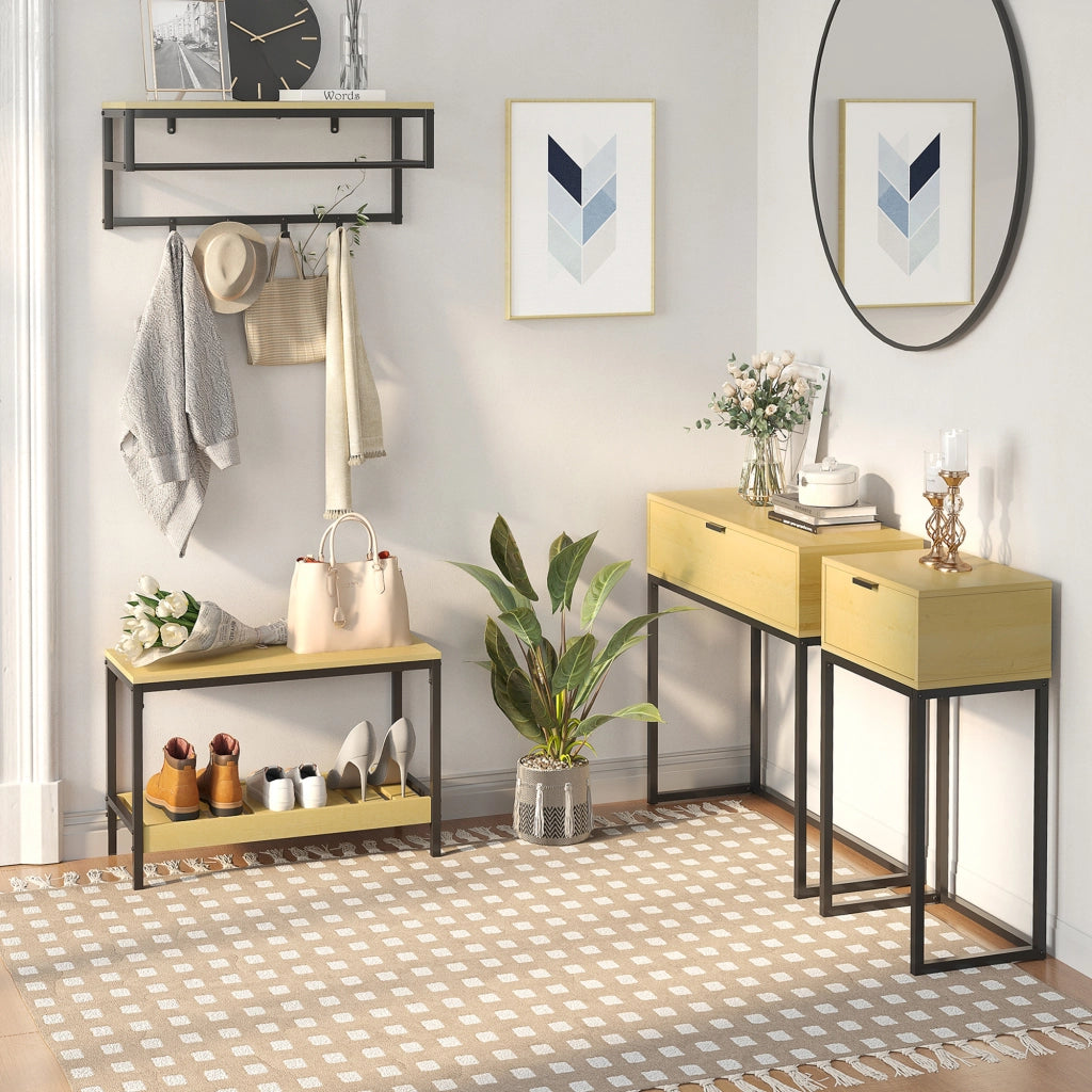 Consolle ingresso con cassetto ¨C Xylo ¨C gambe acciaio nero 80x30x76cm naturale