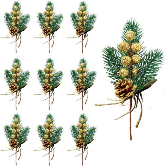 Decorazioni per albero di Natale e corone di fiori artificiali, 20 pezzi, baccelli d'uva d'oro, DIY artigianato