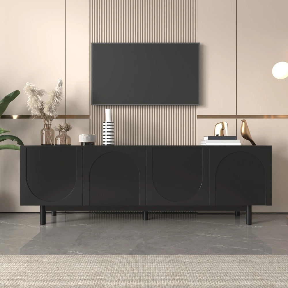 Mobile TV Lowboard ¨C Xylo ¨C Nero, 175x38x56 cm, Ripiani Regolabili