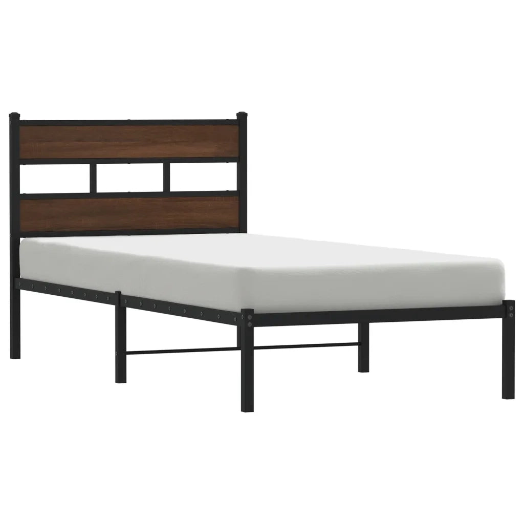 vidaXL Giroletto senza Materasso con Testiera Rovere Marrone 100x200cm