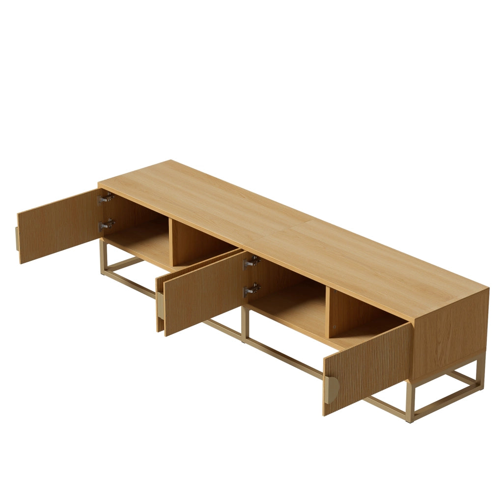 Mobile TV 180x40x40 cm; 4 ante con chiusura soft-close; MDF e pannello truciolare; colore naturale