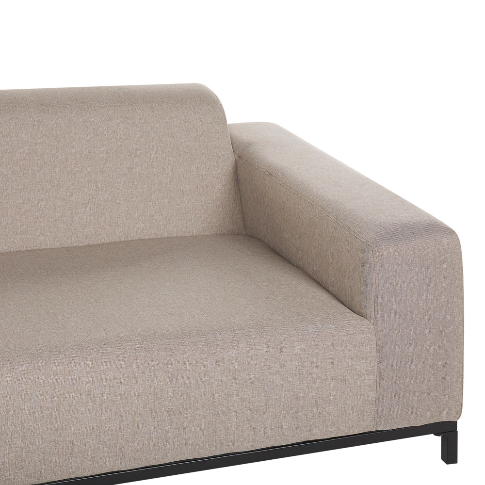 Divano da giardino Tessuto beige Gambe in alluminio Nero Tappezzeria per interni Mobili per esterni Resistente agli agenti atmosferici