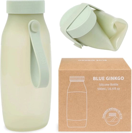 Flessa d'acqua pieghevole 16 oz - Flessa di silicone leggera per idratazione, adatta per viaggi e attività all'aperto - Impermeabile e resistente al lavastoviglie