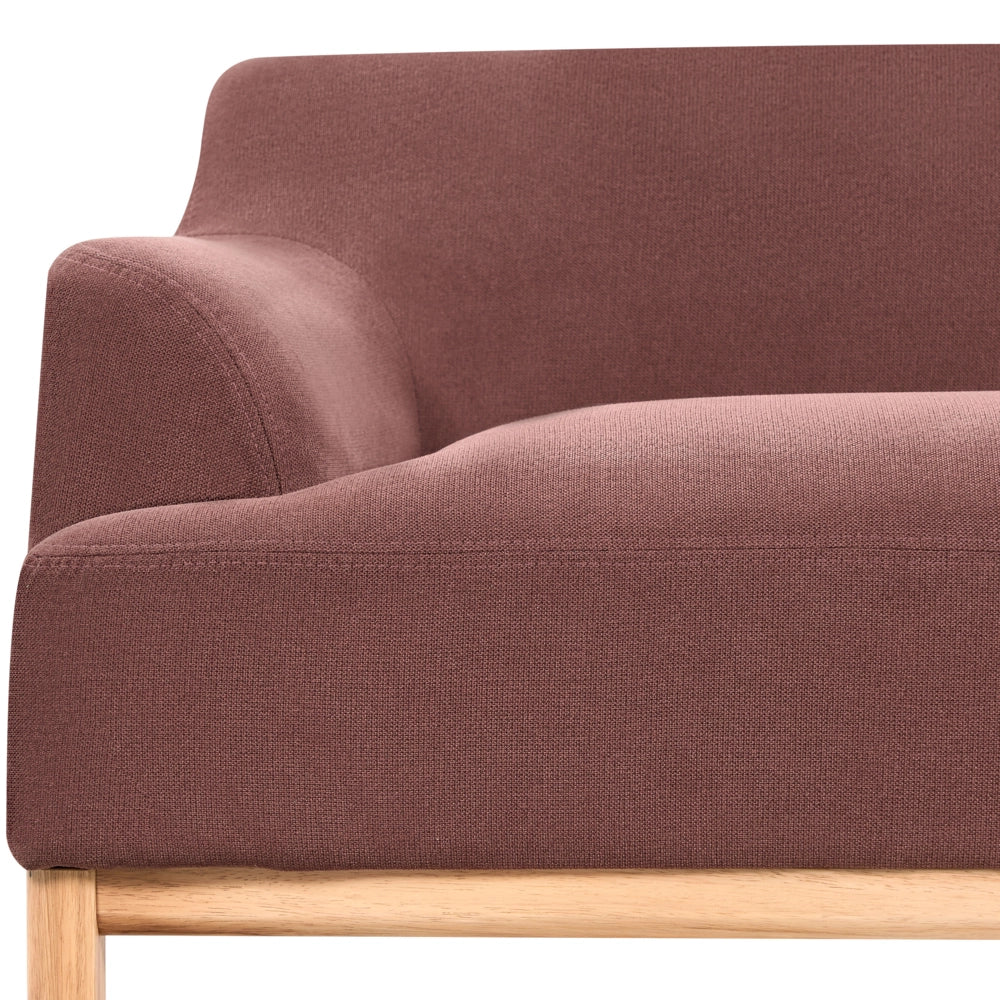 Divano a 3 posti in tessuto bourdeaux con gambe in legno stile elegante soggiorno