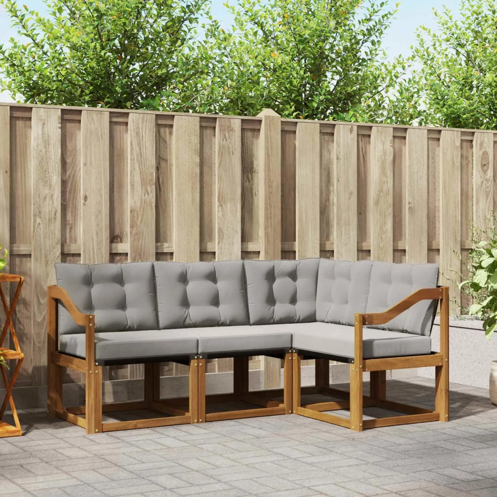 Set di divani da esterno 4 pcs Grigio Naturale e Chiaro