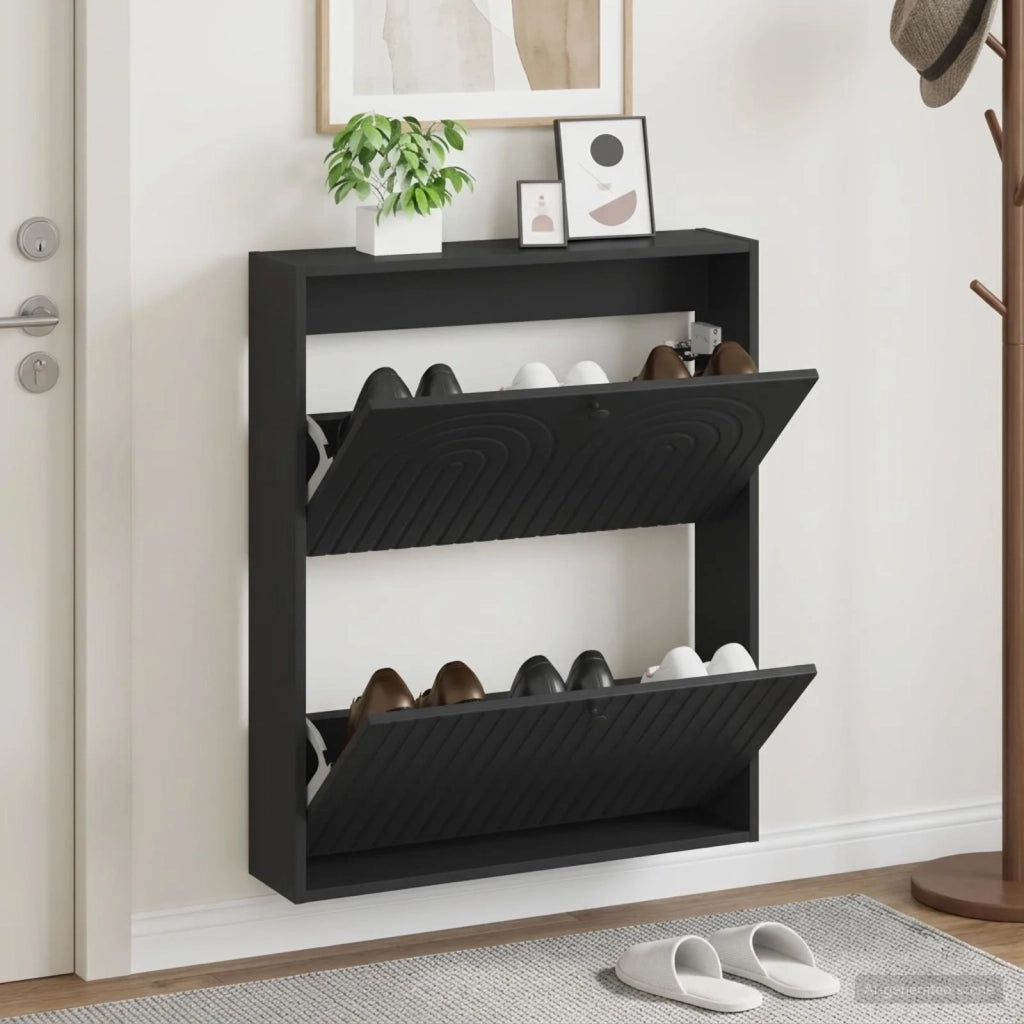 Mobiletto per Scarpe da Muro ALKMAAR 71 x 17 x 86 cm Nero 896196