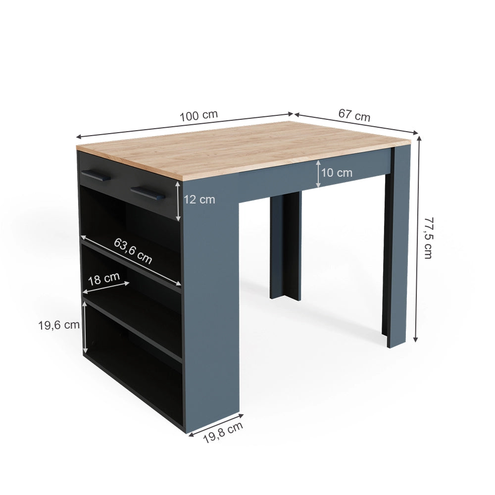 Vicco Tavolo da pranzo Antracite/quercia dorata 67 x 100 cm