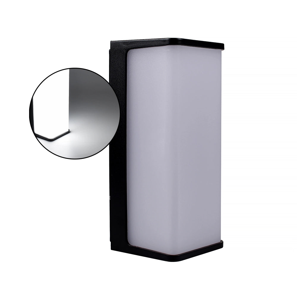 APPLIQUE DA ESTERNO A LED RETTANGOLARE DA PARETE IN PVC NERO LUCE FREDDA 6500K - ILLUMINAZIONE AD ALTA EFFICIENZA ENERGETICA