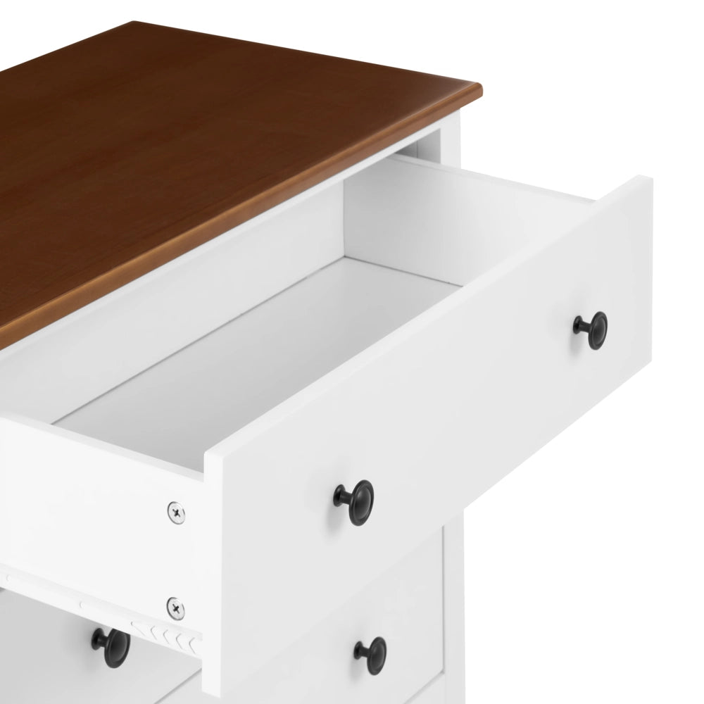 Comò in MDF bianco con gambe cabriole, stile rustico francese shabby chic
