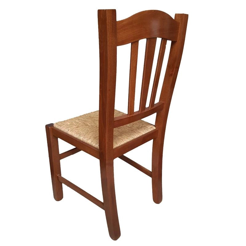 SET 2PZ SEDIE IN LEGNO MASSELLO CON SEDUTA IN PAGLIA E SCHIENALE ALTO LAVORATO -  COLORE NOCE 90X45X46 CM