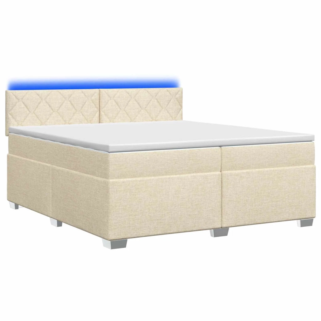 Letto con Box Spring, Materasso e LED Crema 200 x 200 cm 3452034
