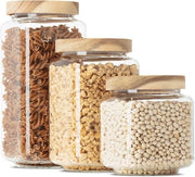 Set di contenitori in vetro di borosilicato a forma quadrata da 3 pezzi - ariostatici, stivellabili (1200ml, 900ml, 600ml)