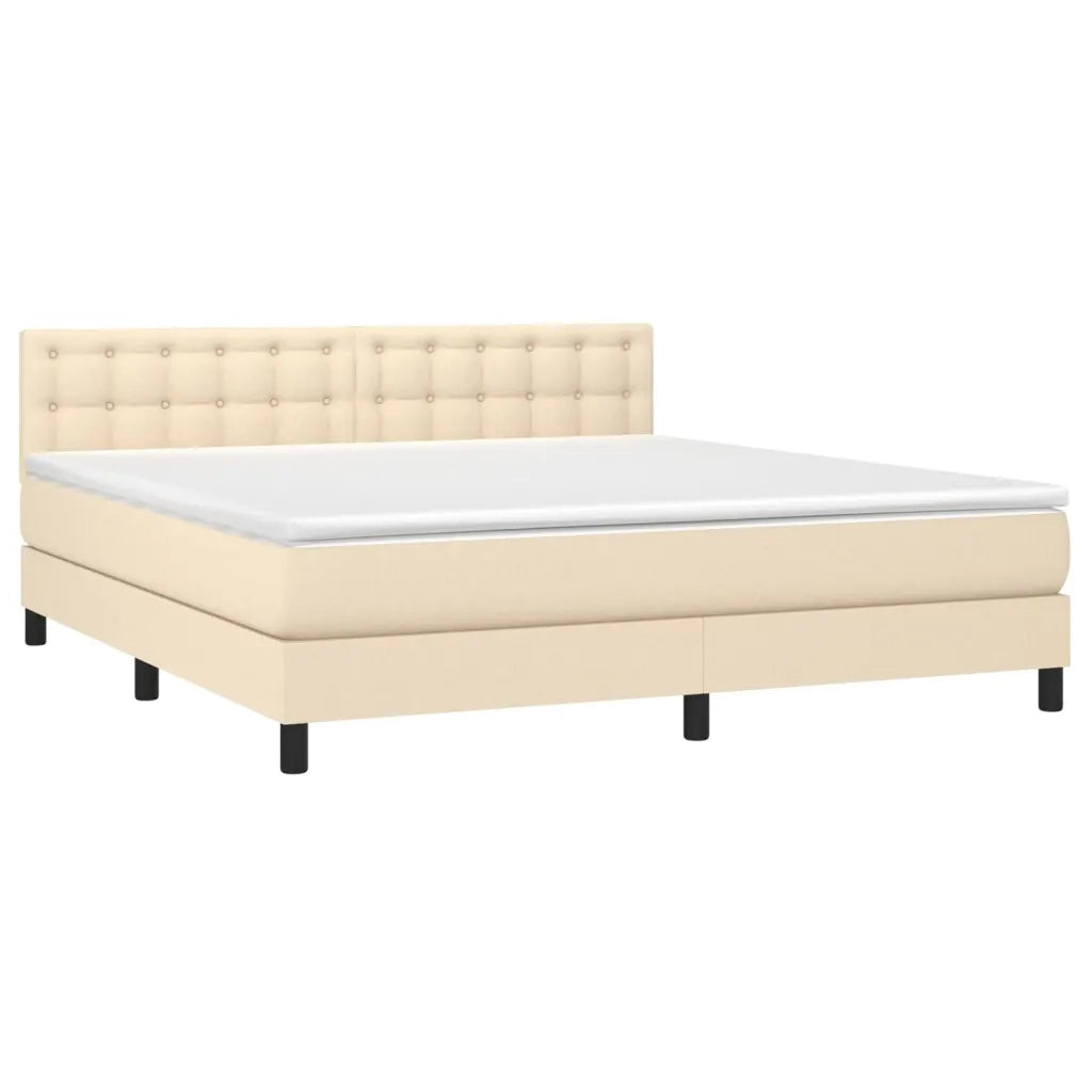 Letto a Molle con Materasso e LED Crema 180x200 cm in Tessuto cod mxl 61030