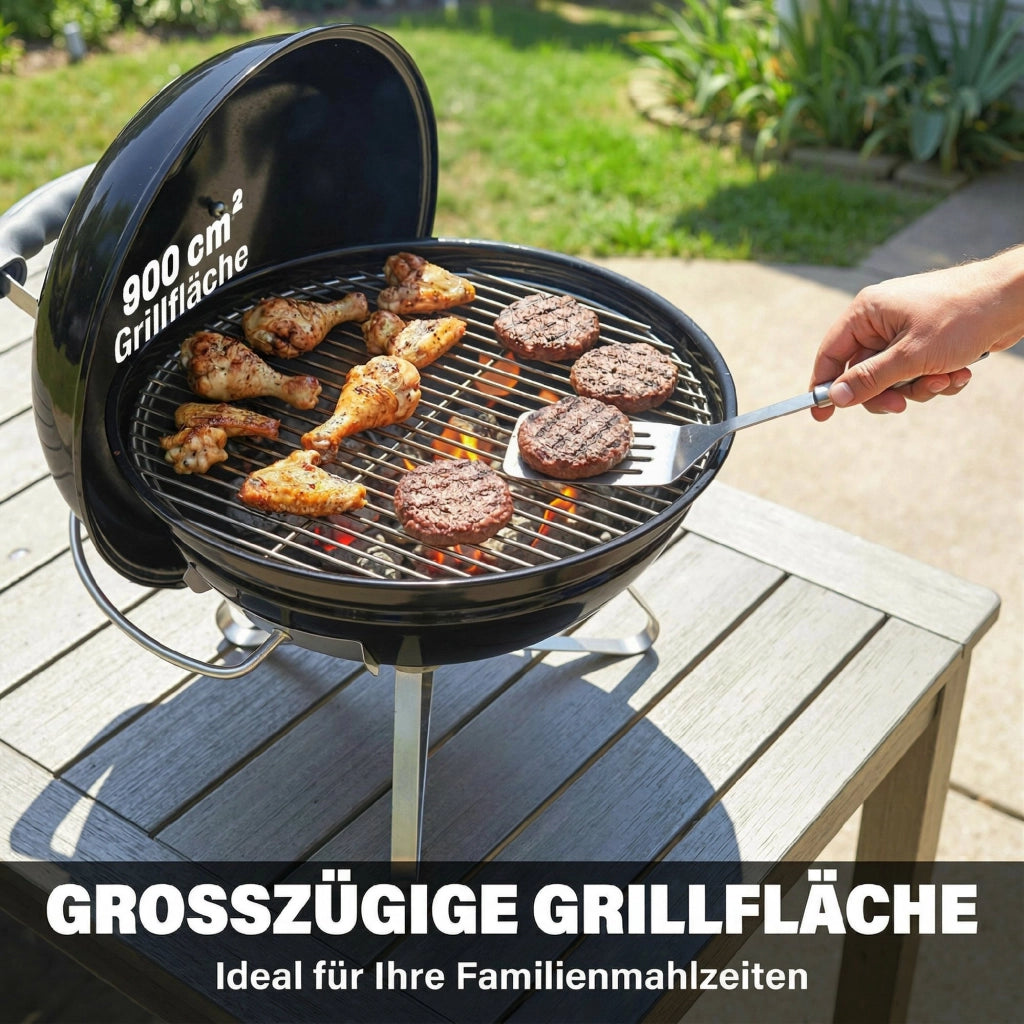 Barbecue portatile a carboncino con coperchio ¨C zephmum ¨C 41x41x44 cm nero
