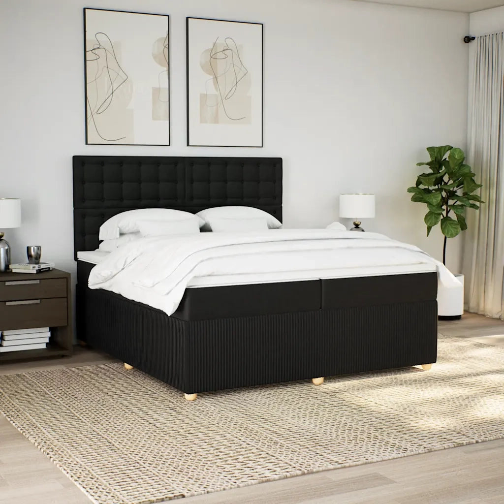 Giroletto a Molle con Materasso Nero 200x200 cm in Tessuto