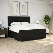 Giroletto a Molle con Materasso Nero 200x200 cm in Tessuto