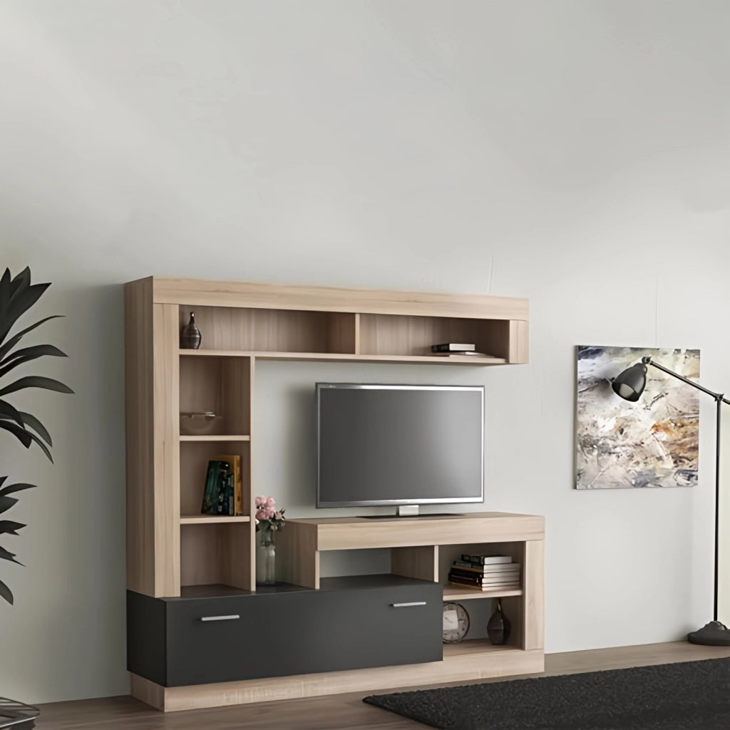 Mobile TV Parete Attrezzata Living Lea 170x42x170 cm - Natural Wood Antracite