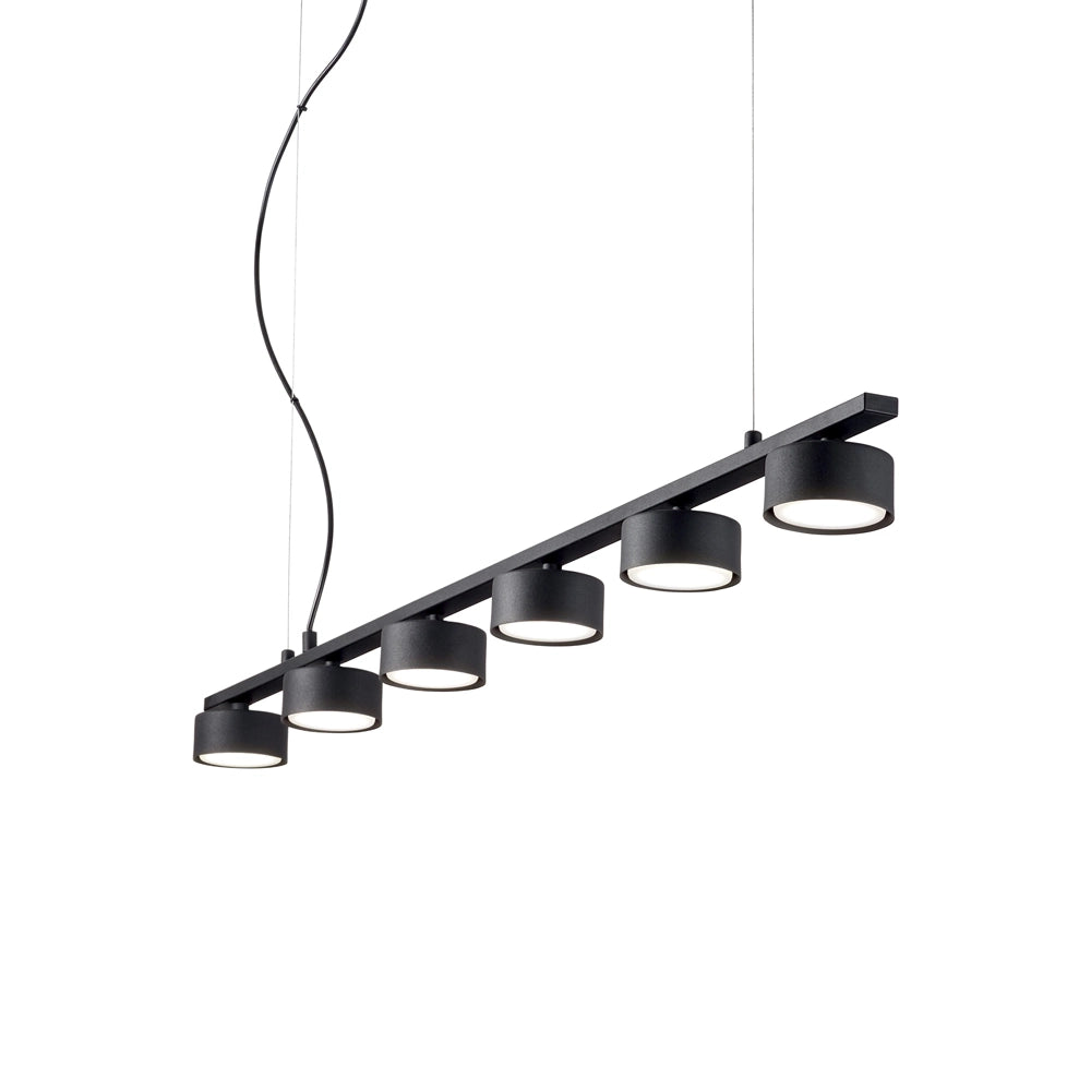 Sospensione Industrial-Minimal Minor Metallo Nero 6 Luci Gx53 9W 3000K