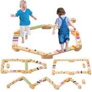 Tavola di equilibrio in legno per bambini ¨C zephmum ¨C 3-8 anni, con pietre colorate