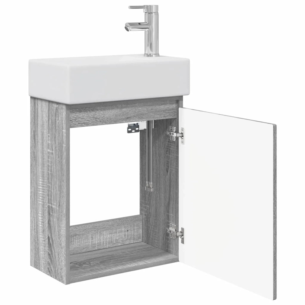 Mobile bagno con rubinetto Sonoma grigio 45,5 x 22,5 x 84 cm 889457