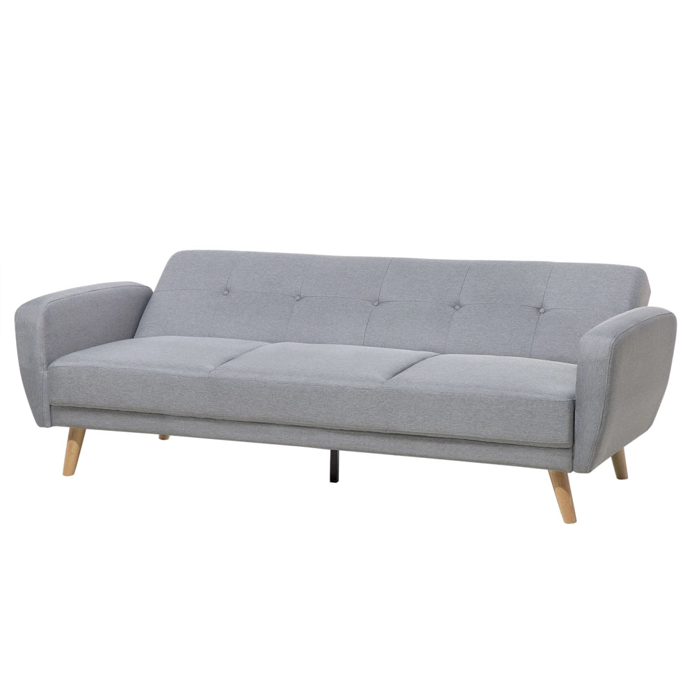 Divano Letto Rivestito In Tessuto Grigio Con Gambe In Legno Trasformabili A 3 Posti Soggiorno Moderno E Minimalista