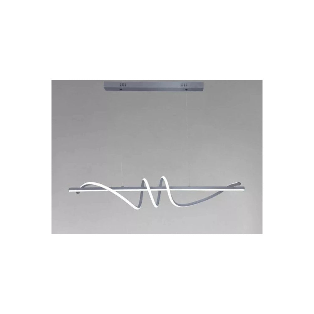 Trade Shop - Lampadario A Sospensione Led 65w Argento Spirale Ondulato Luce 6500k Vortice Orizzontale 32477 -